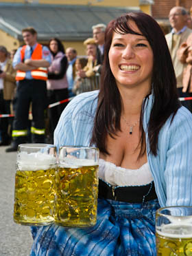 Traditional Maibaumfest in Putzbrunn in Southern Bavaria, Germany, near Munich.