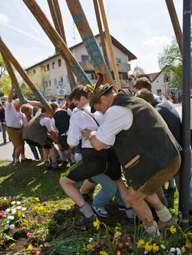 Traditional Maibaumfest in Putzbrunn in Southern Bavaria, Germany, near Munich.