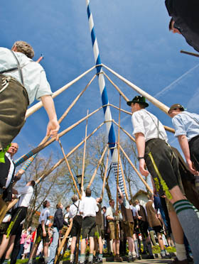 Traditional Maibaumfest in Putzbrunn in Southern Bavaria, Germany, near Munich.